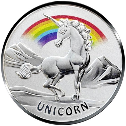 50 Cents 2023 Fidži PROOF like farbená 1 Oz Ag Unicorn