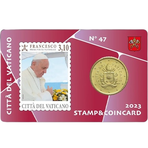 50 Cent + 3,10 € známka 2023 Vatikán BU karta č.47