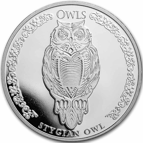 5000 Francs CFA 2024 Čad BU 1 Oz  Ag, Stygian Owl