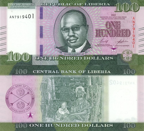 100 Dollars 2022 Libéria UNC séria AN