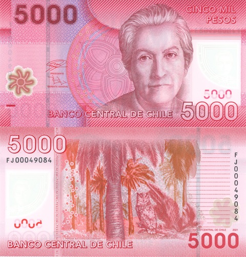 5000 Pesos 2021 Chile UNC séria FJ