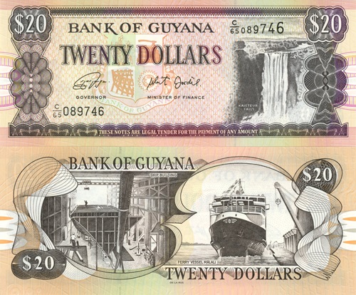 20 Dollars 2018 Guyana UNC séria C/65