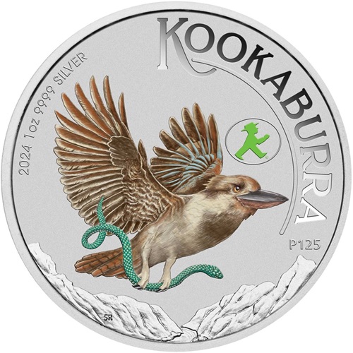 Dollar 2024 Austrália BU karta farbená 1 Oz Ag Kookaburra WMF