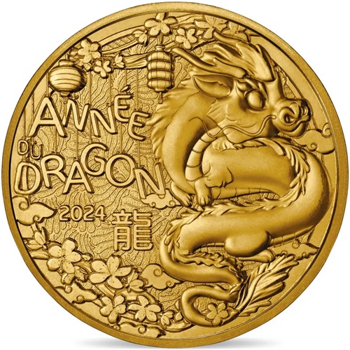 1/4 euro 2024 Francúzsko cc.UNC Lunar Year of the Dragon