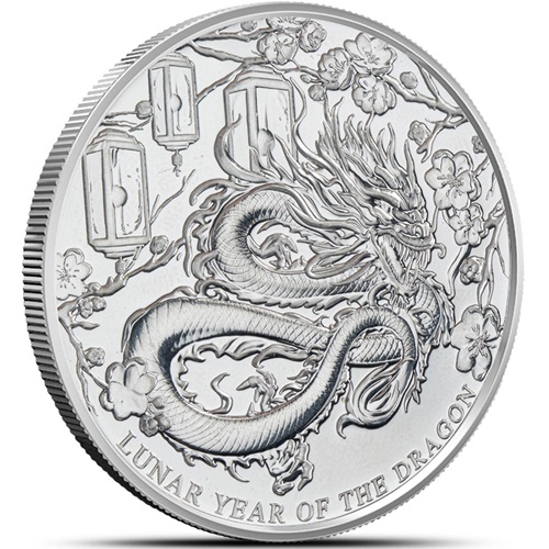 Dollar 2024 Pitcairnove ostrovy BU 1 Oz Ag, Lunar Year Of The Dragon