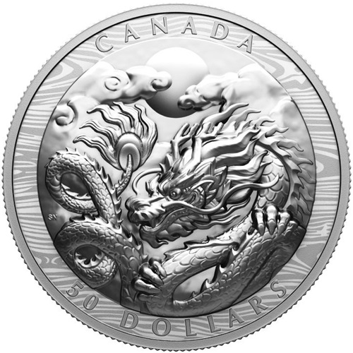 50 Dollars 2024 Kanada PROOF Ultra High Relief 100,74 g Ag Year Of The Dragon