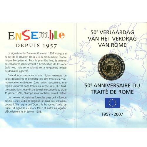 2 euro 2007 Belgicko cc.BU karta, 50. výročie Rímskej zmluvy