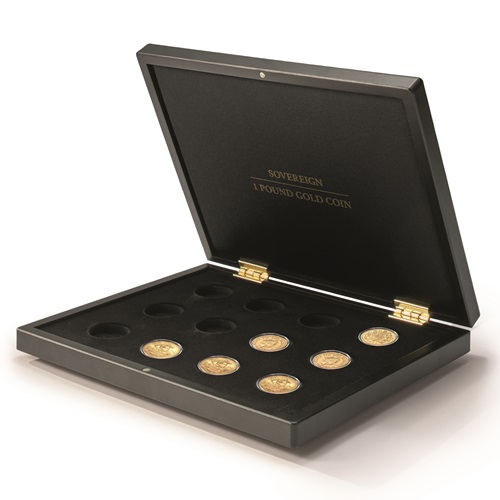 Kazeta VOLTERRA UNO de Luxe, na 12 zlatých mincí Sovereign v kapsli, čierna
