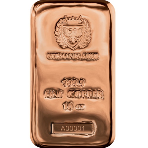 Investičná meď - medenná tehlička 10 Oz Cu 999/1000 Germania Mint