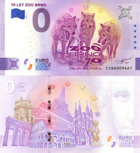 0 euro suvenír 2023/1 Česko UNC 70 let Zoo Brno (ND)