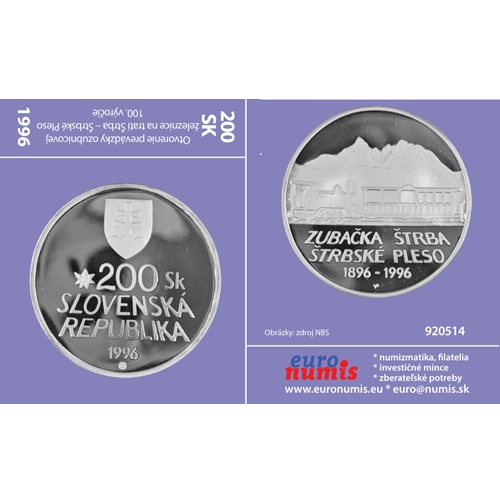 Papierový prebal na 200 korún 1996 Slovensko PROOF, Zubačka