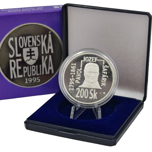200 korún 1995 Slovensko PROOF,  Pavol Jozef Šafárik