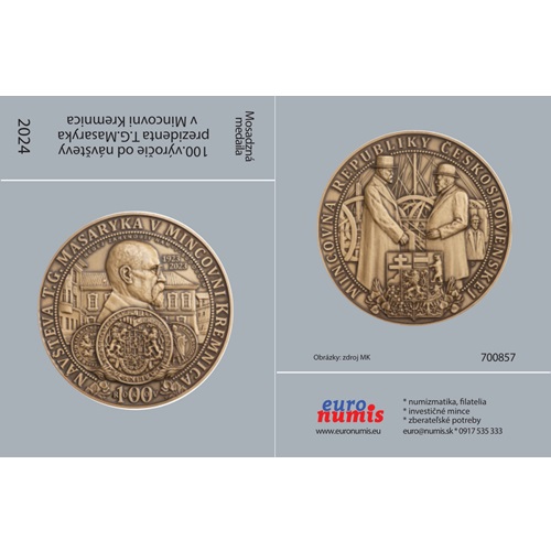 Papierový prebal na Medailu 100.výročie od návštevy T. G. Masaryka v Mincovni Kremnica