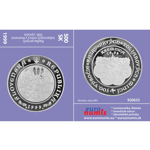 Papierový prebal na 500 korún 1999 Slovensko PROOF, razba toliarových mincí