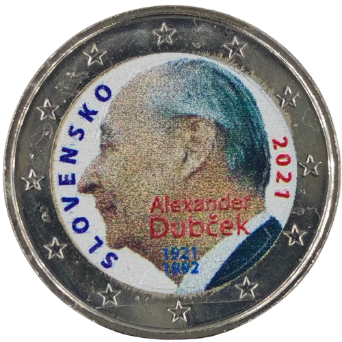 2 euro 2021 Slovensko cc.UNC farbená V1, Alexander Dubček