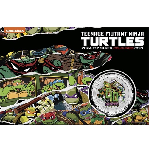 Dollar 2024 Tuvalu BU karta farbená 1 Oz Ag Teenage Mutant Ninja Turtles 