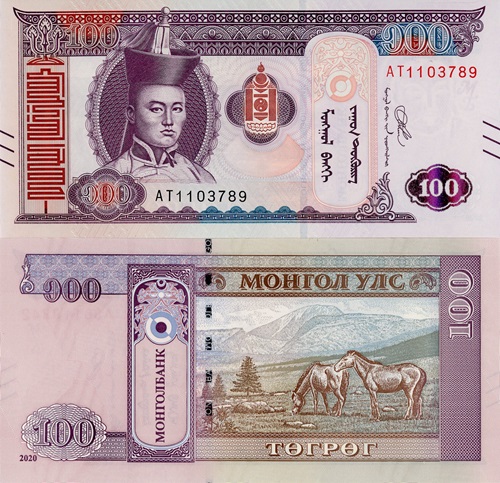 100 Tugrik 2020 Mongolsko UNC séria AT