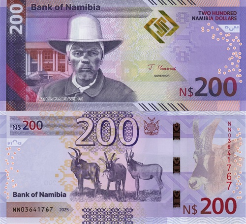 200 Dollars 2025 Namíbia UNC séria NN