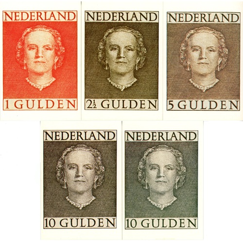Set 5 pohľadníc 1980 Holandsko čisté, Kráľovná Juliana - Gulden