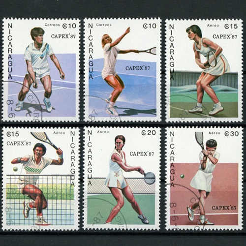 Známky 1987 Nikaragua pečiatkované, CAPEX '87 - Tenisoví hráči