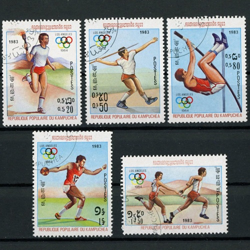 Známky 1983 Kambodža pečiatkované, OH - Los Angeles 1984 (5 ks)