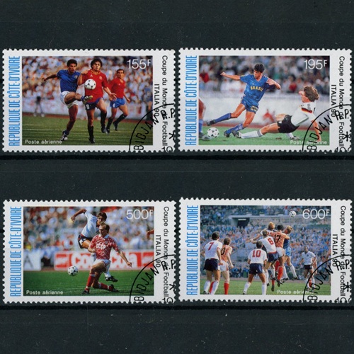 Známky 1990 Pobrežie Slonoviny pečiatkované, MS vo futbale - Taliansko