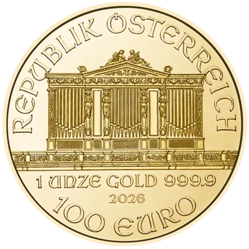 100 euro 2026 Rakúsko BU 1 Oz Au, Wiener Philharmoniker