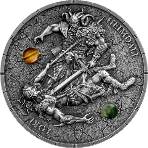 10 Mark 2025 Germania BU Ultra High Relief Antiqued 2 Oz Ag, Ragnarok: Loki & Heimdall