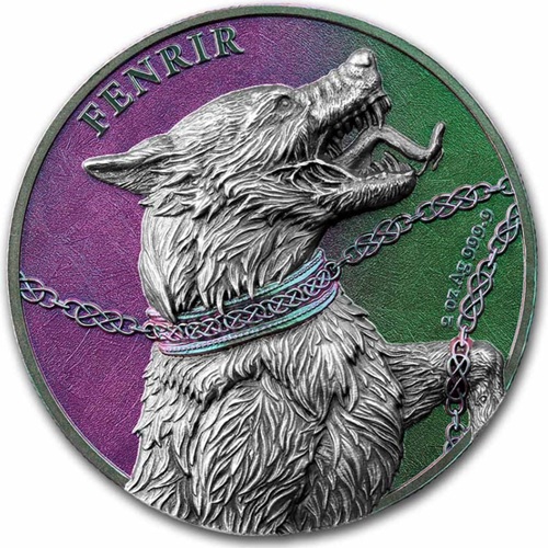 10 Mark 2022 Germania BU farbená Ultra Double High Relief 2 Oz Ag, Fenrir