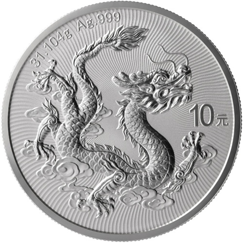 10 Yuan 2026 Čína BU 1 Oz Ag, China Dragon