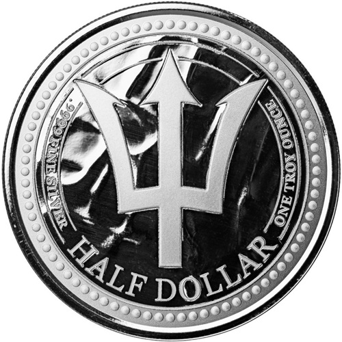 Half Dollar 2025 Barbados BU 1 Oz Ag, Trident