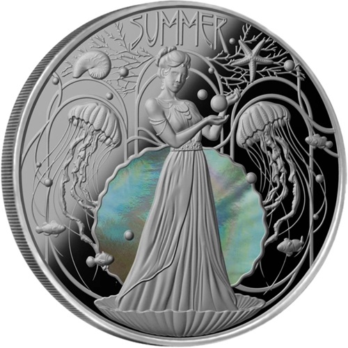 2 Dollars 2024 Niue PROOF farbená 1 Oz Ag, Four Seasons - Summer