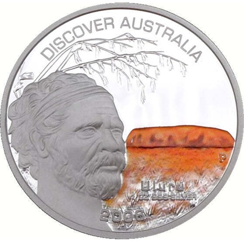 Dollar 2006 Austrália BU farbená 1 Oz Ag, Discover Australia - Uluru