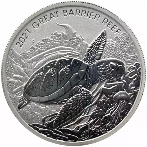 2 Dollars 2021 Austrália BU 2 Oz Ag, Great Barrier Reef