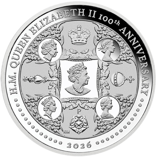 Dollar 2026 Austrália PROOF 1 Oz Ag, Elizabeth II. 100th Anniversary