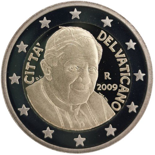 2 euro 2009 Vatikán ob.PROOF, Benedikt XVI.
