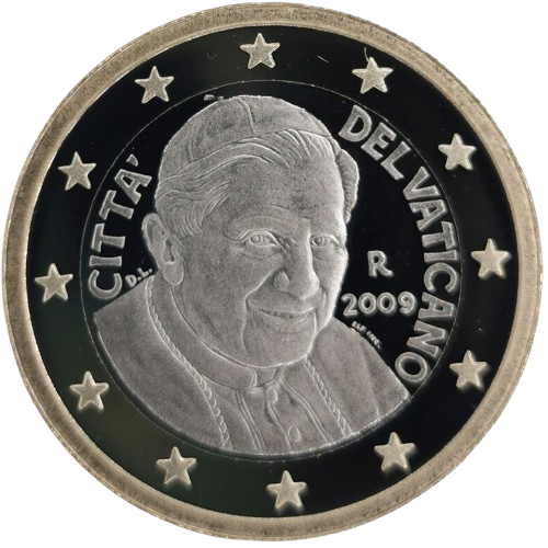 1 euro 2009 Vatikán ob.PROOF, Benedikt XVI. 