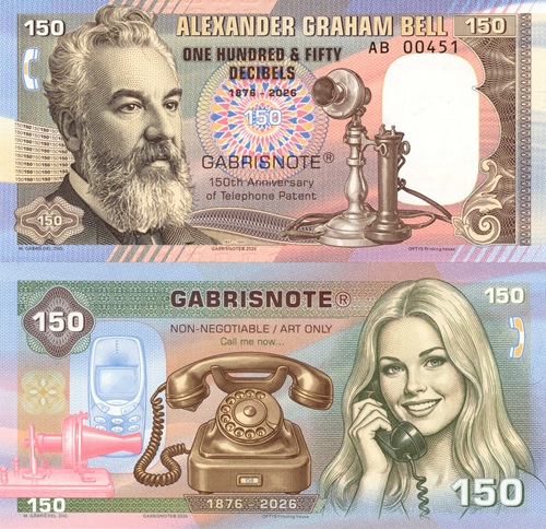 150 dB telefón Alexander Bell 2026 UNC séria AB