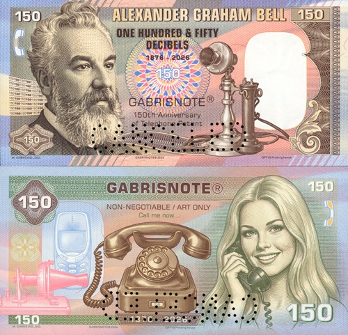 150 dB telefón Alexander Bell 2026 UNC perforácia CANCELED