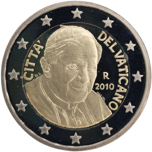 2 euro 2010 Vatikán ob.PROOF, Benedikt XVI.