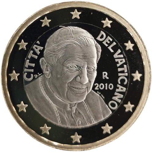 1 euro 2010 Vatikán ob.PROOF, Benedikt XVI. 