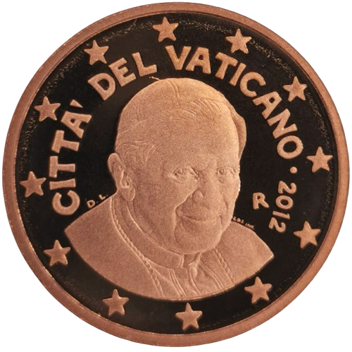 2 cent 2012 Vatikán ob.PROOF, Benedikt XVI.