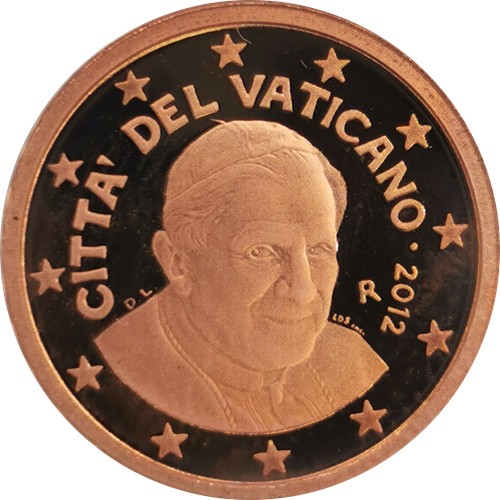 1 cent 2012 Vatikán ob.PROOF, Benedikt XVI.