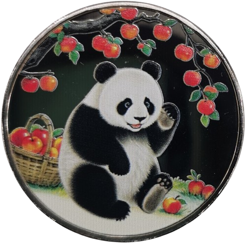 Medaila postriebrená farbená, Panda (V8)
