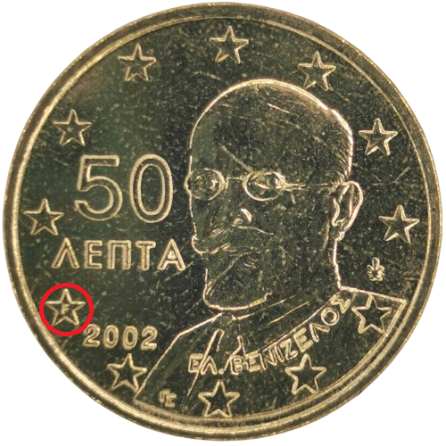 50 cent 2002 Grécko ob.UNC značka mincovne (F)