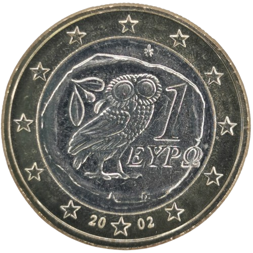 1 euro 2002 Grécko ob.UNC