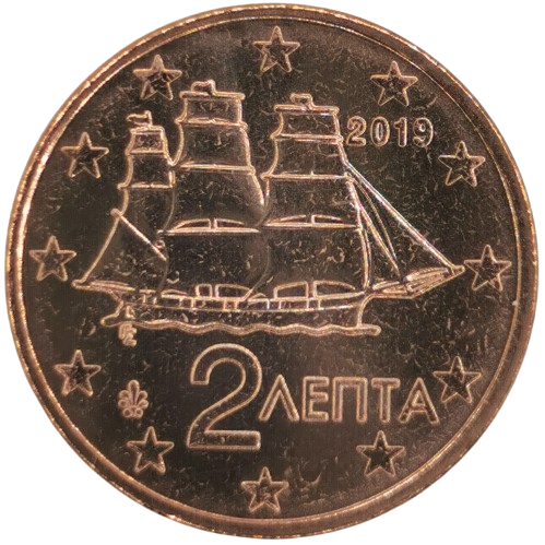 2 cent 2019 Grécko ob.UNC
