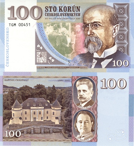 100 Korún 2026 Československo UNC T. G. Masaryk séria TGM