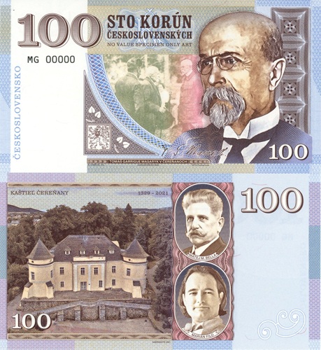 100 Korún 2026 Československo UNC T. G. Masaryk séria MG anulát