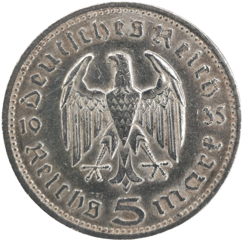 5 Reichsmark 1935 A Nemecko - Tretia ríša (Orlica bez svastiky)